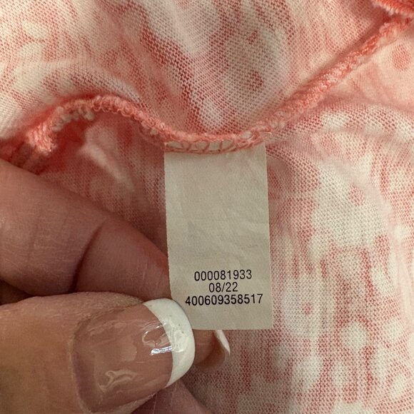 Croft and Barrow Floral Top Womens Size Large Coral White Ruffle Front Blouse - Picture 6 of 8